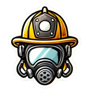 Feuerwehrhelm und Atemmaske