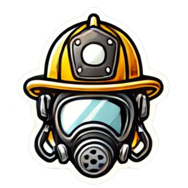 Feuerwehrhelm und Atemmaske